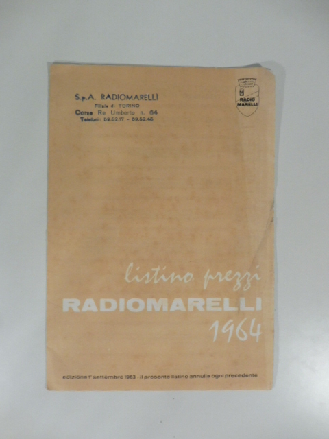 Listino prezzi Radiomarelli 1964